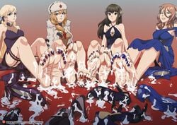 4girls barefoot character_name colored_nails confettish cum cum_everywhere cum_in_shoe cum_on_feet feet female female_only foot_fetish girls'_frontline m4a1_(girls'_frontline) mosin-nagant_(girls'_frontline) multiple_girls ots-14_(girls'_frontline) shoes_removed soles springfield_(girls'_frontline) tagme the_dark_mangaka toes