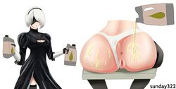 anus ass ass_focus big_ass female gloves nier nier:_automata nier_(series) oil panties panties_aside pussy sunday322 tagme white_background white_hair yorha_2b