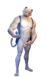 3d 3d_(artwork) ass balls body_blush dollymolly323 domestic_cat epic_games feet fortnite ghost_meowscles male male_only meowscles_(fortnite) muscular_male naked penis tagme wear