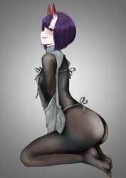 big_ass bodystocking fate/grand_order fate_(series) full_bodystocking horns on_knees rain_prophet shuten_douji_(fate) tagme thick_thighs thighs