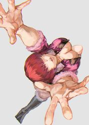 big_breasts bolero boots breasts busty cleavage dress female female_focus female_only hair_over_eyes king_of_fighters long_hair otsudou red_hair shermie_(kof) short_dress sleeves_rolled_up snk solo tagme twintails