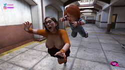 3d 3d_(artwork) 3dbabes 3dhentaihero 3dx child's_play chucky crossover hanna-barbera horror lykoxxx nipples scooby-doo velma_dinkley