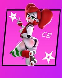 3d anthro ass baby_(fnafsl) breasts circus_baby circus_baby_(fnaf) five_nights_at_freddy's five_nights_at_freddy's:_sister_location green_eyes huge_ass huge_breasts jollyferret legs_up looking_at_viewer peace_sign photoshop red_hair robot so87baby solo source_filmmaker stockings summer_of_87_baby