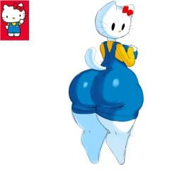 1girls anthro ass female hello_kitty hello_kitty_(character) hello_kitty_(series) kitty_white looking_back mob_face mochikirb nub_feet sanrio solo thick_ass thighs