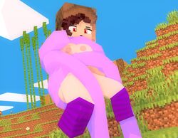 1girls 3d big_breasts brown_hair commission drispysik female female_only mine-imator minecraft outside purple_stockings purple_tentacles red_eyes solo tagme tentacle tentacle_rape tentacle_sex vika_(drispysik)