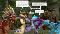 demonstration dialogue dragon dragon_trainer_tristana exhibitionism forest hookfang_(httyd) how_to_train_your_dragon jayhog1992 league_of_legends lesson nervous showing_off stormfly straight teemo tristana yordle