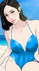 1girls beach cosplayer rethescav short_hair slim_waist swimsuit