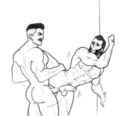 2boys abs against_wall anal_penetration anal_sex bara body_hair drawfag drawthread_request gay image_comics invincible leg_lift male_focus male_only motion_lines muscles mustache nolan_grayson omni-man pecs penis_size_difference sex sketch standing_on_one_leg the_immortal thrusting_into_ass uncut