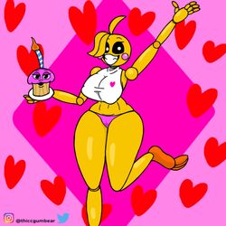 1girls animatronic ass belly bib big_ass big_breasts big_butt big_nipples big_thighs black_eyes breasts candle cheek_blush chicken cupcake cupcake_(fnaf) eyebrows eyelashes feathers female five_nights_at_freddy's five_nights_at_freddy's_2 fnaf happy heart hips huge_ass huge_breasts huge_butt large_ass large_breasts large_butt orange_feet panties pink_heart pink_panties plate raised_leg robot robot_girl thiccgumbear thick thick_ass thick_thighs thighs toy_chica_(fnaf) wide_hips wide_thighs yellow_body