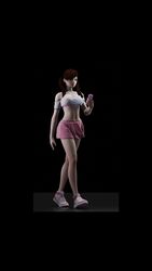 1girls 3d animated d.va discko_d.va female female_only overwatch solo tagme video walking