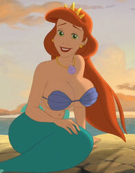 1girls accurate_art_style alternate_breast_size big_breasts breasts byleths200 crown disney edit female female_only huge_breasts large_breasts mermaid mermaid_girl queen_athena red_hair screenshot_edit smile solo solo_female the_little_mermaid the_little_mermaid_iii:_ariel's_beginning