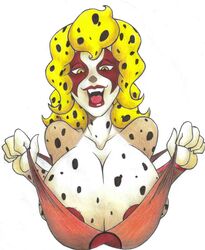 2007 80's_theme 80s_hair athletic_female big_breasts blonde_hair breasts carmessi cheetah cheetah_humanoid cheetara color colored fangs horny only_female persian_female showing showing_breasts smile tagme thundercats traditional_media_(artwork) undressing yellow_hair