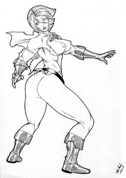 1girls ass breasts dc dc_comics fabio_miranda female female_only kara_zor-l karen_starr monochrome power_girl solo tagme