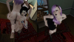 black_hair crying goth gothic locuturus ministra_sinister pastel purple_hair spanking suzanna_sinister the_sims the_sims_3 vampire