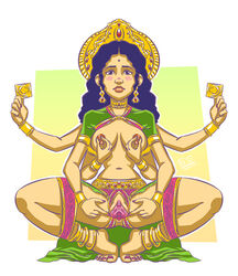 1girls 4_arms areola artist_request bindi blush breasts brown_skin condoms deity embarrassed female hindu_mythology lips mythology nipples pago presenting public_domain pussy rule_63 shakti shiva small_breasts solo spread_legs spread_pussy spreading squatting thick_lips vagina