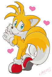 anthro ass balls canine emerald_physics footwear fox fur gloves looking_at_viewer looking_back male male_only mammal shoes smile solo sonic_(series) standing tagme tails