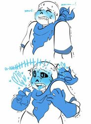 ahe_gao blush drooling fangs heart-shaped_pupils male_only sans tongue_out underswap underswap_sans undertale