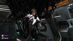 1girls 3d female goo_creature gwen_stacy gwenom human light-skinned_female light_skin make marvel restrained smooth_skin spider-gwen spider-man_(series) straight suspension symbiote venom_(marvel) villain_on_hero