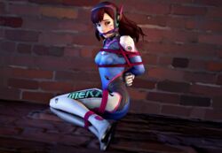 1girls 3d bondage cleave_gag d.va female female_only gag overwatch rope_bondage skyripe solo tied_up