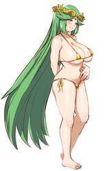 1girls 2021 alternate_breast_size arm_behind_back awesomeerix bare_legs barefoot barely_clothed barely_contained bikini blush breasts deity feet female female_focus female_only goddess gold_bikini golden_bikini green_eyes green_hair hair_ornament hand_on_stomach hips huge_breasts kid_icarus kid_icarus_uprising long_ears long_hair looking_at_viewer micro_bikini nintendo palutena rough_sketch side-tie_bikini simple_background slim_waist smile smiling_at_viewer squinted_eyes suggestive_look thick_thighs thighs underboob very_long_hair white_background wide_hips wip