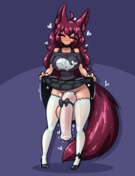 1futa animal_ears balls big_breasts casual clothed clothing cock_sleeve cock_sleeve_(clothes) cock_sock erection footwear fox_ears fox_girl fox_tail futa_only futanari genitalwear horsecock huge_balls huge_cock human_with_animal_genitalia humanoid kemonomimi knot knotted_equine_penis legwear light-skinned_futanari light_skin limebreaker mostly_clothed pale_skin penis penis_accessory penis_ribbon penis_to_the_knees presenting red_hair ribbon skirt_lift solo standing tail tan testicles thick_thighs thighhighs tohka_alumi wide_hips