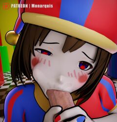 2023 3d 3d_model blowjob blowjob_face cum_in_mouth cumshot female glitch_productions gooseworx handjob jester jester_cap jester_costume jester_girl jester_hat jester_outfit male male/female pomni pomni_(the_amazing_digital_circus) sucking the_amazing_digital_circus