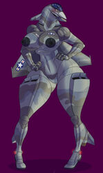 1girls 2021 aeromorph aircraft anthro areolae big_breasts blush breasts dragnor1 eurofighter_typhoon falon_(dragnor1) female female_only hands_on_hips huge_breasts living_aircraft living_machine looking_at_viewer nipples nude pose pussy solo stiven-youniora thick_thighs voluptuous wide_hips