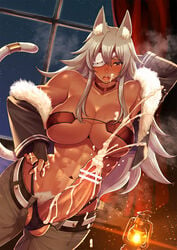 1futa abs animal_ears arm_behind_head arm_up armpits balls bandeau bangs bare_shoulders belt black_jacket black_panties blush breasts bridal_gauntlets cat_ears cat_tail censored choker cleavage closed_mouth clothed clothing collarbone commentary_request cowboy_shot cum cum_on_body cum_on_breasts cum_on_hands dark-skinned_futanari dark_skin dutch_angle ejaculation eyebrows_visible_through_hair eyepatch facial female_pubic_hair fur-trimmed_jacket fur_trim futa_only futanari ghislaine_dedoldia hair_between_eyes hand_on_hip hands-free handsfree_ejaculation highleg highleg_panties highres humanoid humanoid_penis indoors jacket kemonomimi large_breasts long_hair long_sleeves looking_at_viewer masturbation midriff mostly_nude muscular muscular_female mushoku_tensei nanakichi navel off_shoulder open_belt open_clothes open_jacket open_mouth open_pants orgasm panties pants penis pubic_hair red_eyes ruined_orgasm scar scar_on_cheek scar_on_face scar_on_stomach sidelocks signature solo standing steam sweat tail teeth testicles tongue underboob underwear white_belt white_hair window