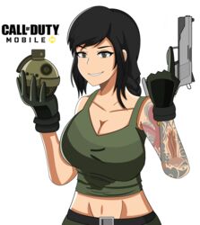 big_breasts call_of_duty call_of_duty_mobile gun looking_at_viewer mara_(cod) smoke_bomb