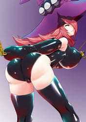 1girls artist_request ass blazblue breasts bubble_butt female female_only huge_ass huge_breasts konoe_a_mercury latex latex_suit milf nine_the_phantom solo solo_female thick_thighs witch witch_hat