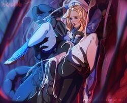 1girls belly_bulge big_penis blizzard_entertainment blonde_hair cum cum_in_pussy cumshot inkrodible long_hair mercy monster monster_cock overwatch pussy sex spread_legs torn_clothes vaginal_penetration