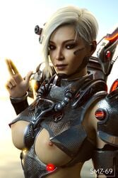 1girls 3d alternate_hair_color alternate_hairstyle apex_legends areolae armor asian asian_female blonde_hair breasts breasts_out brown_eyes erect_nipples female female_only large_breasts lips lipstick looking_at_viewer makeup nipples platinum_blonde_hair realistic short_hair smz-69 solo valkyrie_(apex_legends)