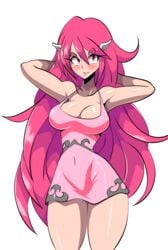 1girls alternative_bust_size bare_legs bare_shoulders bigdeadalive blush breasts cleavage cordelia_(fire_emblem) covered_navel dress female female_only fire_emblem fire_emblem_awakening high_resolution large_breasts legs long_hair looking_at_viewer milf nightgown nintendo no_bra no_panties no_underwear pink_eyes pink_hair pink_nightgown simple_background skirt smile solo source_request third-party_edit very_long_hair white_background