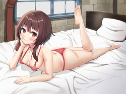 ass bed bra breasts cute female kono_subarashii_sekai_ni_shukufuku_wo! megumin nokonoke panties small_breasts solo