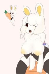 bunny_ears bunnysuit egg_(lemyawn) food_creature goo_hair lemyawn looking_pleasured riding riding_dildo riding_toy sawavhs