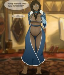 1girls avatar_legends background bra clothing dialogue english_text female large_breasts mother panties senna_(tlok) skimpy skimpy_clothes smooth_skin sock_vivian solo speech_bubble text the_legend_of_korra water_tribe