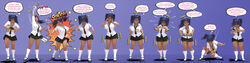 10koma 3d ass ass_expansion big_ass big_breasts blue_hair breast_expansion breasts button_pop button_up_shirt cadaver86 cleavage daz_studio electricity female glasses height_reduction high_heels large_eyes long_socks onomatopoeia pain painful_transformation phone playing_videogame shortstack shortstackification skirt smartphone speech_bubble text thick_thighs thigh_expansion thighs thought_bubble tie toonification transformation twintails