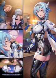 bondage busty cleavage closed_eyes drink drinking drugged drugs drunk eula_(genshin_impact) genshin_impact glasses grin hi_res imminent_rape leotard rape remana roofied smile tavern thick_thighs thighhighs unconscious