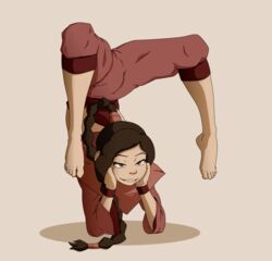 1girls avatar_the_last_airbender barefoot bedroom_eyes braid capri_pants clothed clothed_female clothing contortion cute_feet feet female female_only flexible full_body grey_eyes gymnastics hair_on_floor half-closed_eyes hands_on_face handstand light-skinned_female long_hair loose_sleeves midriff nickelodeon non-nude on_elbows scorpion_pose seductive smile smug sock_vivian solo stretching swept_bangs toes ty_lee upside-down wristbands