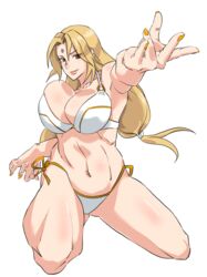 1girls abs artist_request big_breasts bikini bikini_bottom bikini_top blonde_hair boruto:_naruto_next_generations brown_eyes busty cleavage clothed clothing female female_only forehead_jewel forehead_mark g-string human kneeling large_breasts light-skinned_female light_skin lips lipstick looking_at_viewer mature mature_female milf muscular muscular_female nail_polish naruto naruto_(classic) naruto_(series) naruto_shippuden on_knees orange_nail_polish orange_nails painted_nails pink_lips pink_lipstick pinup ponytail revealing_clothes shounen_jump smile smiling solo swimsuit thick_thighs thighs thong tied_hair toned toned_female tsunade underwear voluptuous white_background white_bikini white_panties white_swimsuit white_thong