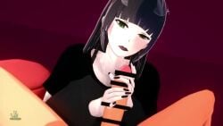 3d animated big_breasts black_hair black_lipstick breasts censored cum cumshot cumshot_on_face goth goth_girl gothic green_eyes handjob huge_breasts koikatsu lindel_dollice_quilten masturbation noir-black-shooter pale-skinned_female sound tagme video