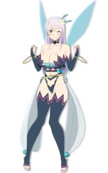 1girls bra fairy fully_clothed kisaragi_reona kyuukyoku_shinka_shita_full_dive_rpg_ga_genjitsu_yori_mo_kusoge_dattara large_breasts looking_at_viewer panties purple_eyes thick_thighs white_hair wings