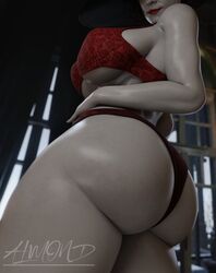 1girls 3d 3d_(artwork) alcina_dimitrescu almondsfm ass ass_focus back back_view bare_shoulders big_ass big_breasts big_butt big_hat big_thighs bra bubble_ass capcom closed_mouth cowboy_shot dumptruck_ass fat_ass female female_focus female_only grey_skin hand_on_own_waist hand_on_waist hat headwear huge_ass huge_thighs indoor indoors large_ass lips lipstick looking_at_viewer looking_back looking_down lowres milf panties red_bra red_lipstick red_panties red_underwear resident_evil resident_evil_8:_village round_ass sideboob smile smiling solo solo_female solo_focus sun_hat thick thick_ass thick_thighs thighs underboob underwear vampire viewed_from_below window