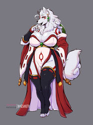 1girls amaterasu anthro big_breasts breasts cleavage faizenek female female_only furry large_breasts okami solo the_dogsmith thick_thighs thighhighs wide_hips wolf wolf_girl