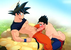 2boys abs bara blowjob bubble_butt charlie_tooga clothing cloud cock_gobble cock_hungry cum cum_in_mouth cum_inside dragon_ball erect_nipples exposed_nipples father_and_son fellatio gay gay_blowjob gay_incest gay_sex giving_head going_down_on incest kneeling_oral_position male male_only mouth_full_of_cock mouth_full_of_cum mouthful muscular muscular_male orgasm_from_oral pants_down pecs penis_in_mouth pleasure_face shirt_up shounen_jump son_blowing_dad son_gohan son_goku sucking_off topless untied_sash wristband yaoi