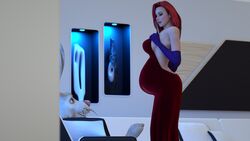 3d cthulhu disney dizzydills dress jessica_rabbit pregnant red_hair who_framed_roger_rabbit