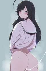 amasora_taichi ass bottomless cum girls_und_panzer isuzu_hana seifuku