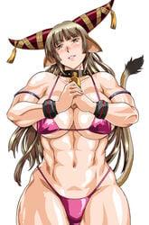 breasts cow_girl cowgirl_position furry hair hair_flower horns manabe_jouji muscular muscular_female