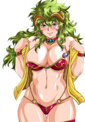 alien_girl big_breasts breasts female female_only girl green_eyes green_hair hair horns kahm manabe_jouji monster_girl outlanders