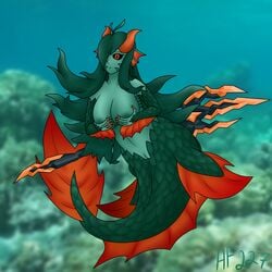 calamity_mod green_scales hellfire227 mermaid monster_girl siren_(calamity_mod) terraria underwater